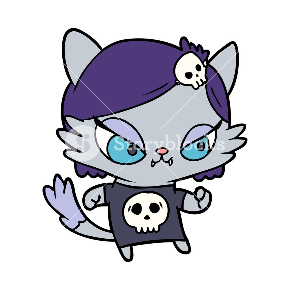 1000x1000 Cute Cartoon Tough Cat Girl Royalty Free Stock Image