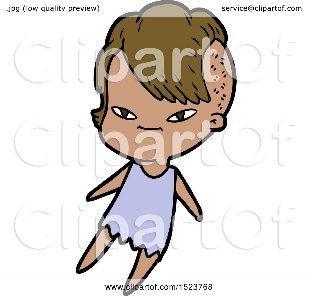 1080x1024 Cute Cartoon Girl With Hipster Haircut