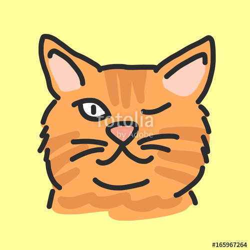 500x500 Cute Cat Cartoon Hand Drawn Line Drawing Vector Illustration