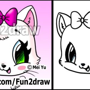 300x300 cute cat drawing new cute cat how to draw a cat face kitten