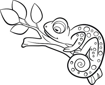 369x299 Coloring Wild Little Cute Chameleon Stock Vectors
