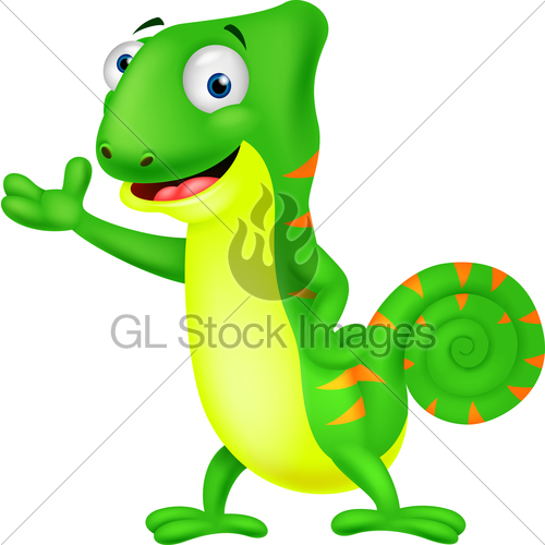 500x500 Cute Chameleon Cartoon Gl Stock Images
