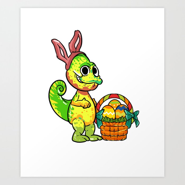 700x700 Cute Chameleon Easter Eggs Egg Hunt Graphic Art Print