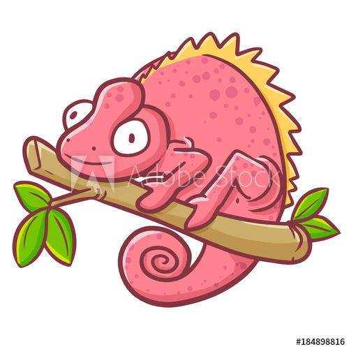 500x500 Funny And Cute Smiley Red Chameleon Smiling And Hanging
