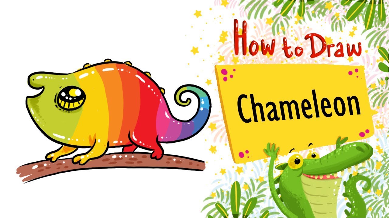 1280x720 How To Draw And Coloring A Cute Chameleon Easy Step