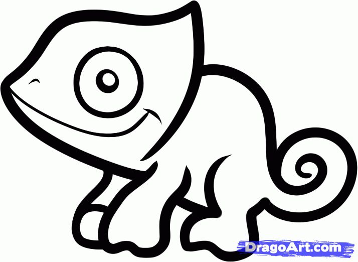 714x522 How To Draw A Chameleon For Kids, Step