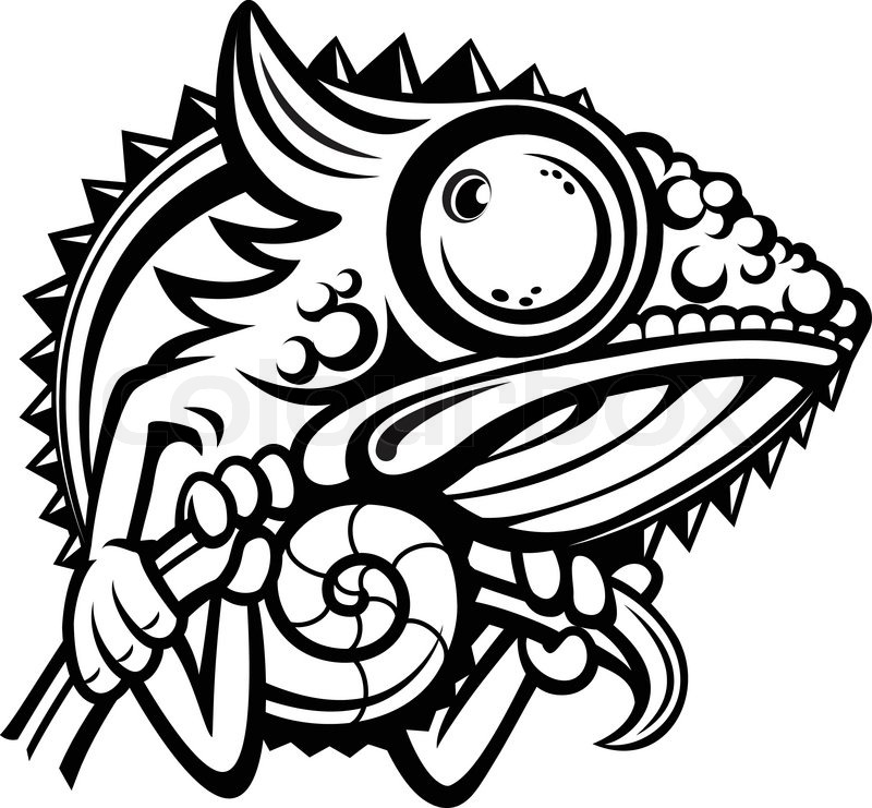 800x741 Chameleon Cartoon Character Isolated Stock Vector Colourbox