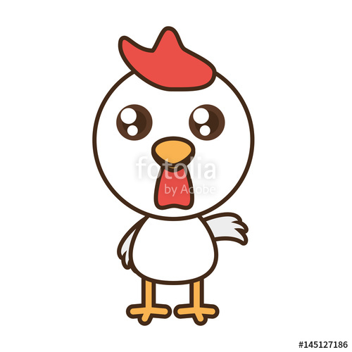 500x500 Cute Chicken Toy Kawaii Image Vector Illustration Stock