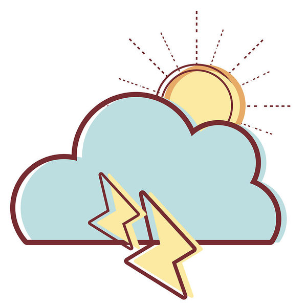 600x600 Cute Cloud With Sun And Thunder Weather Art Print
