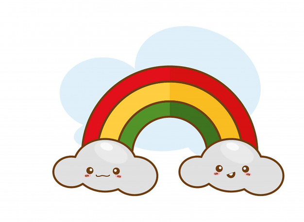 626x456 Cute Clouds And Rainbow Drawing Vector Illustration Design Vector