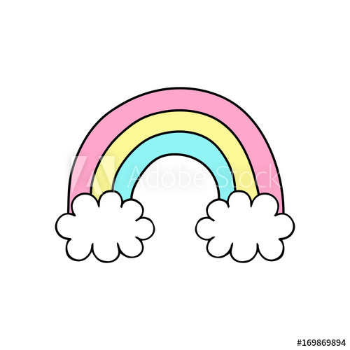 500x500 Cute Rainbow Vector Illustration Doodle Drawing Rainbow