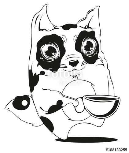 422x500 Cute Cat Holding A Cup Of Tea Or Coffee Stock Image And Royalty