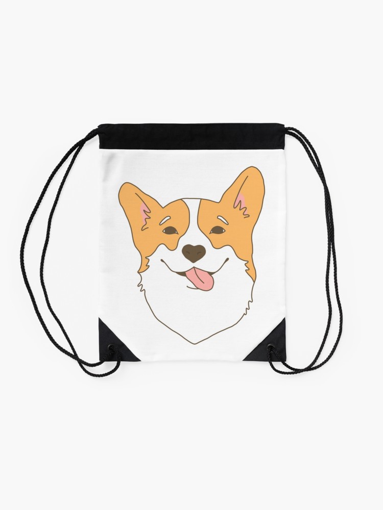 750x1000 Funny Cartoon Smile Cute Corgi Dog Drawing Drawstring Bag