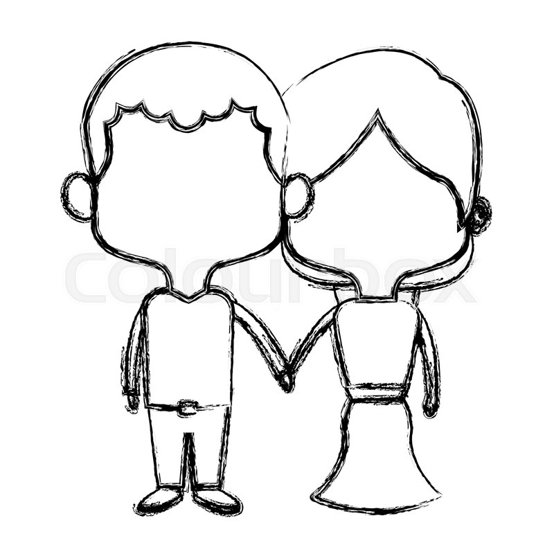 800x800 Cute Couple Bride And Groom Holding Stock Vector Colourbox