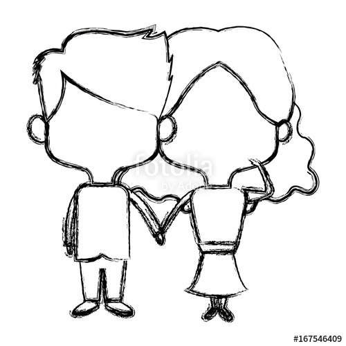 500x500 Cute Couple Bride And Groom Holding Hands Lovely Cartoon Vector