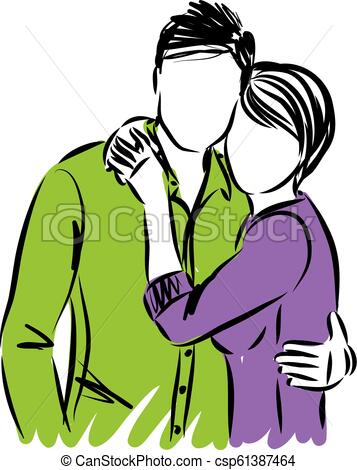 357x470 Cute Couple Together Hugging Vector Illustration