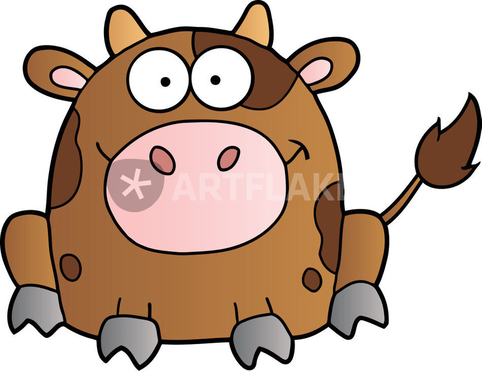 950x731 Cute Brown Cow Drawing Art Prints And Posters