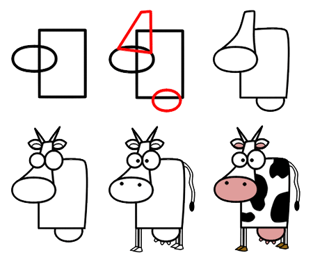 450x380 How To Draw Cartoon Cows