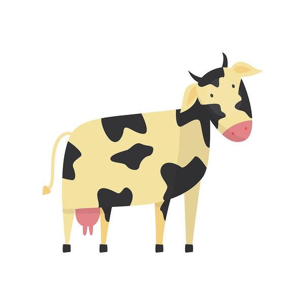 600x600 Vector Flat Cute Cow Animal Icon Art Print