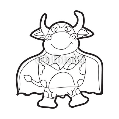 400x400 Cartoon Doodle Illustration Of Cute Cow Superhero For Coloring