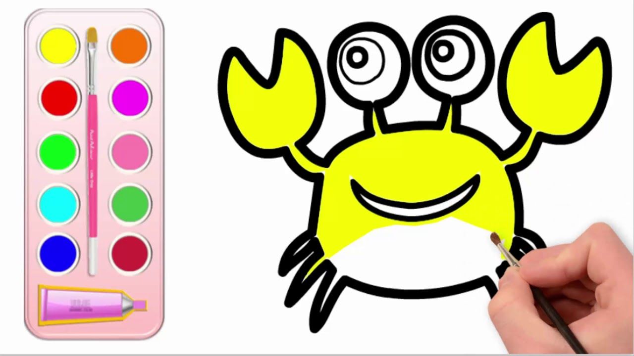 1280x720 Draw So Cute Crab Coloring Pages For Kids And Drawing For Kids
