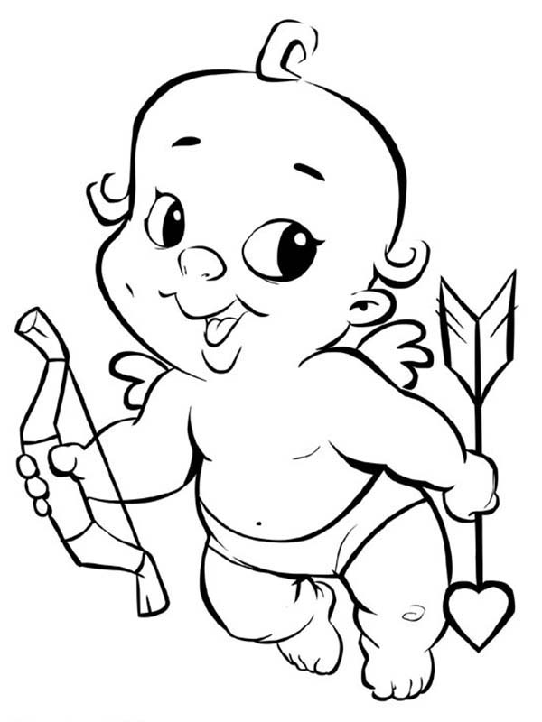 600x800 Cute Big Eyed Baby Cupid Coloring