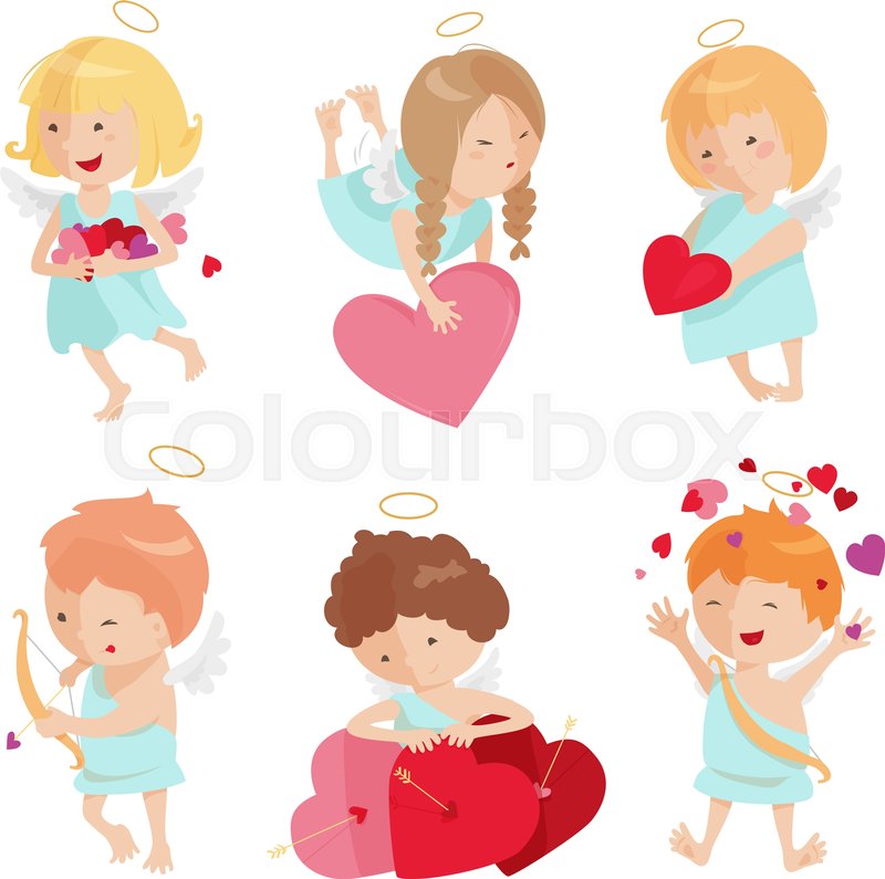 800x795 Cute Angel Isolated On White Stock Vector Colourbox