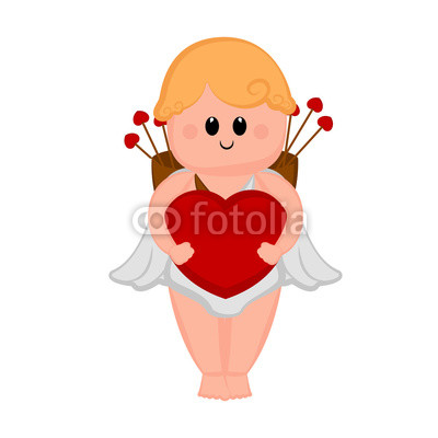 400x400 Cute Cupid Boy With A Heart Shape Vector Illustration Design