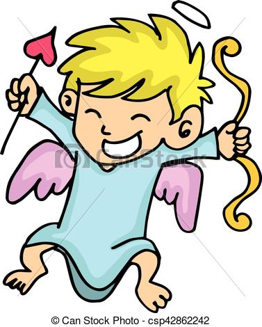 377x470 Cute Cupid With Arrow Cartoon Vector Illustration Vector