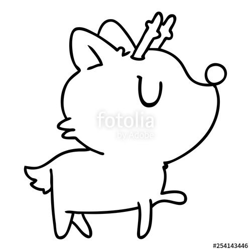 500x500 Line Drawing Of Kawaii Cute Deer Stock Image And Royalty Free