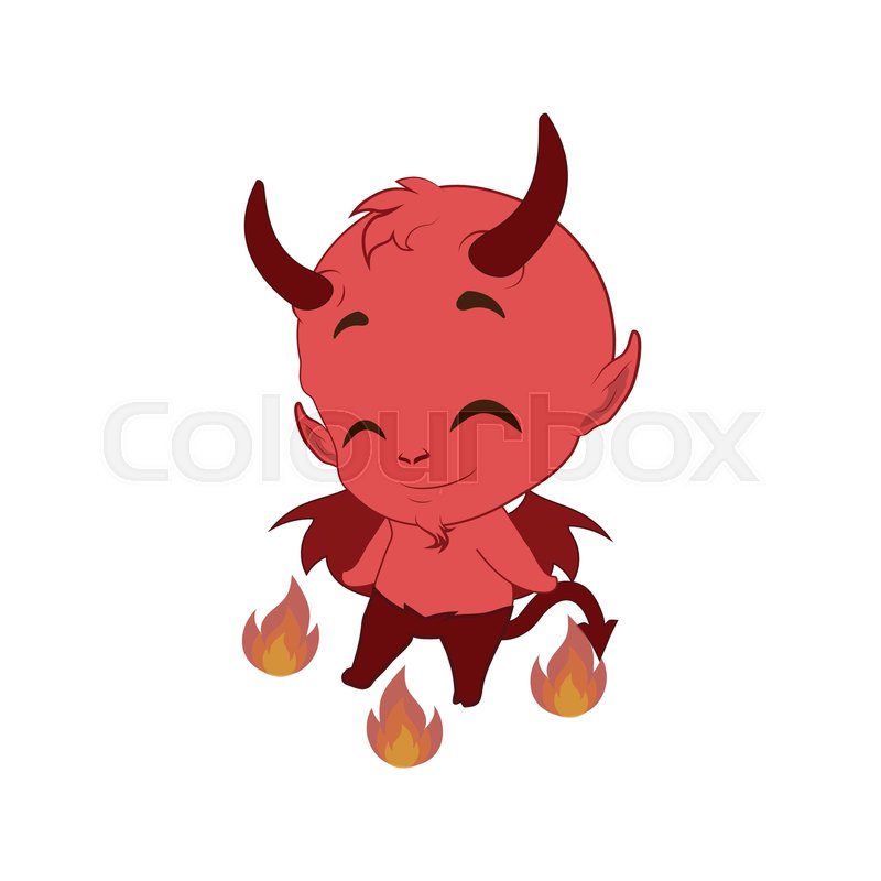 800x800 Little Cute Devil Dancing Around Fire Stock Vector Colourbox