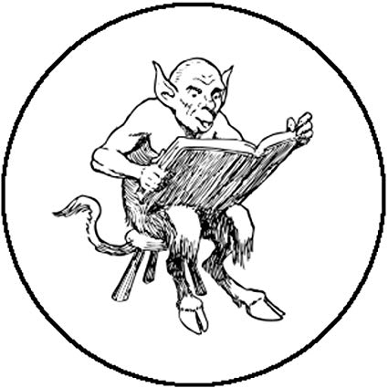 425x425 New Badge Button Pin Cute Demon Devil Reading Book