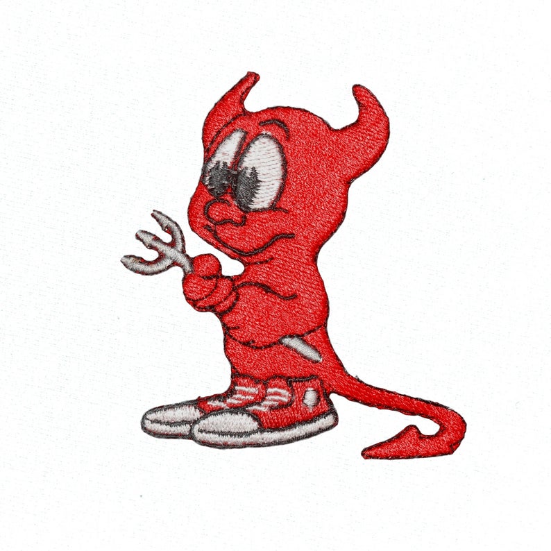 794x794 Cute Dopey Red Devil Embroidered Patch Iron On Sew On Converse Etsy