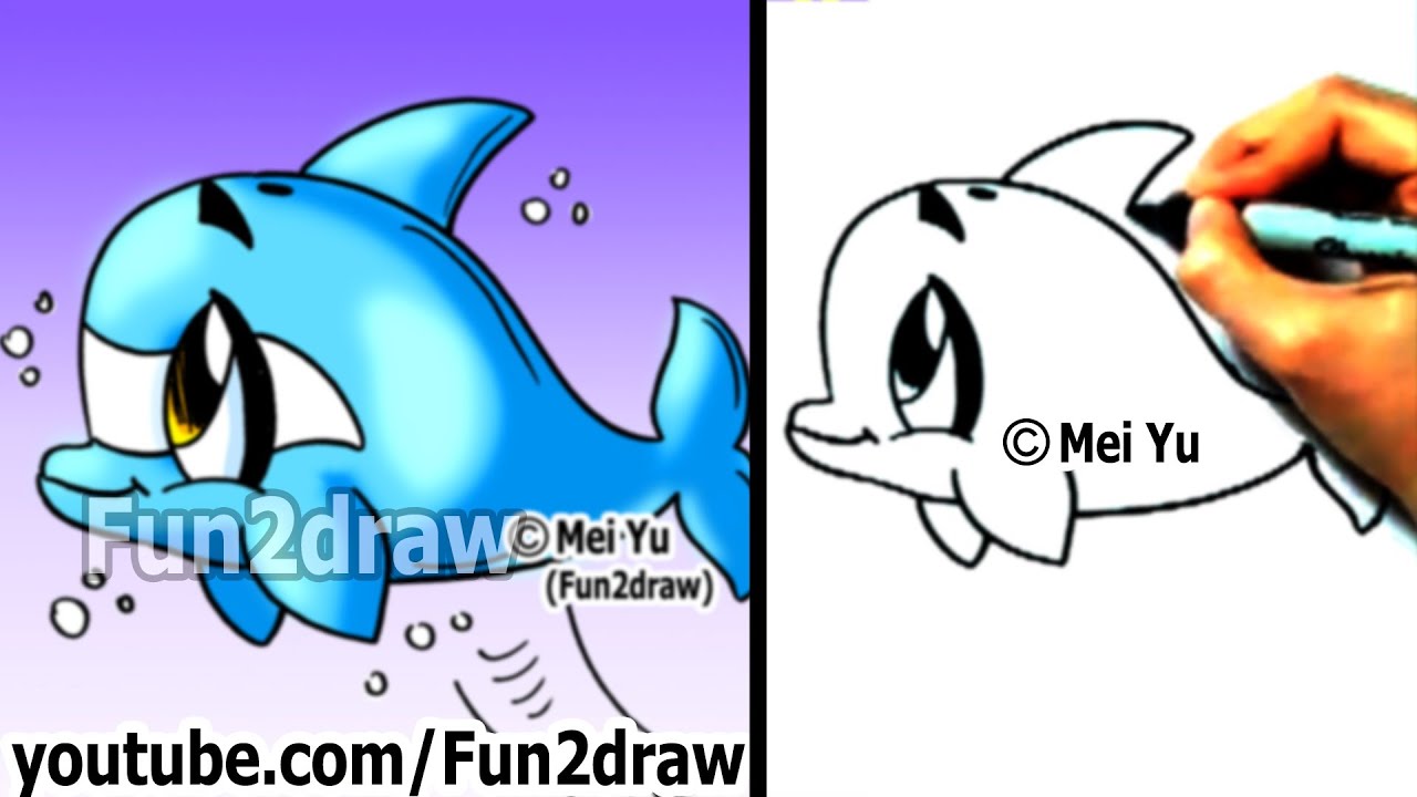 1280x720 how to draw a cartoon dolphin in min