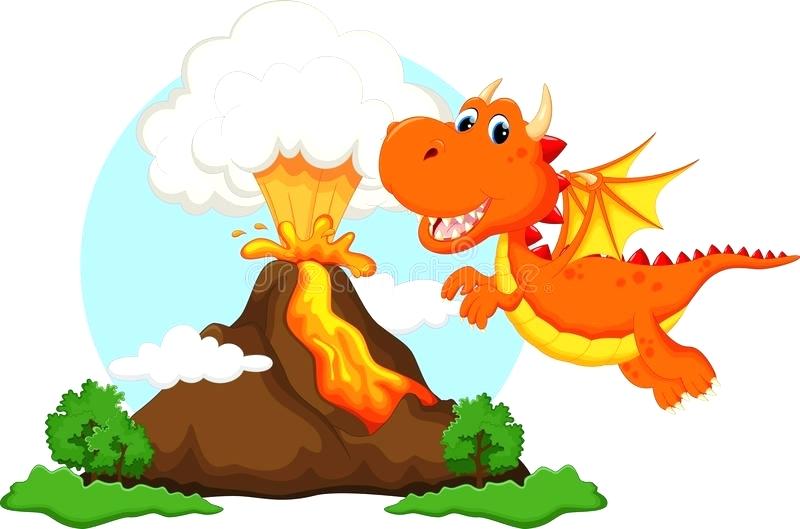 800x529 Cute Dragon Drawing Download Cute Dragon Cartoon With Volcano