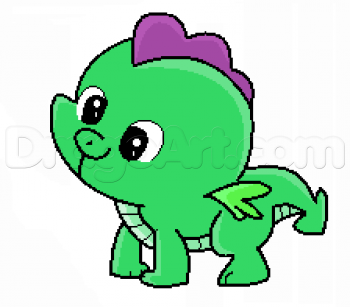 350x307 How To Draw Cute Baby Spike The Dragon, Step