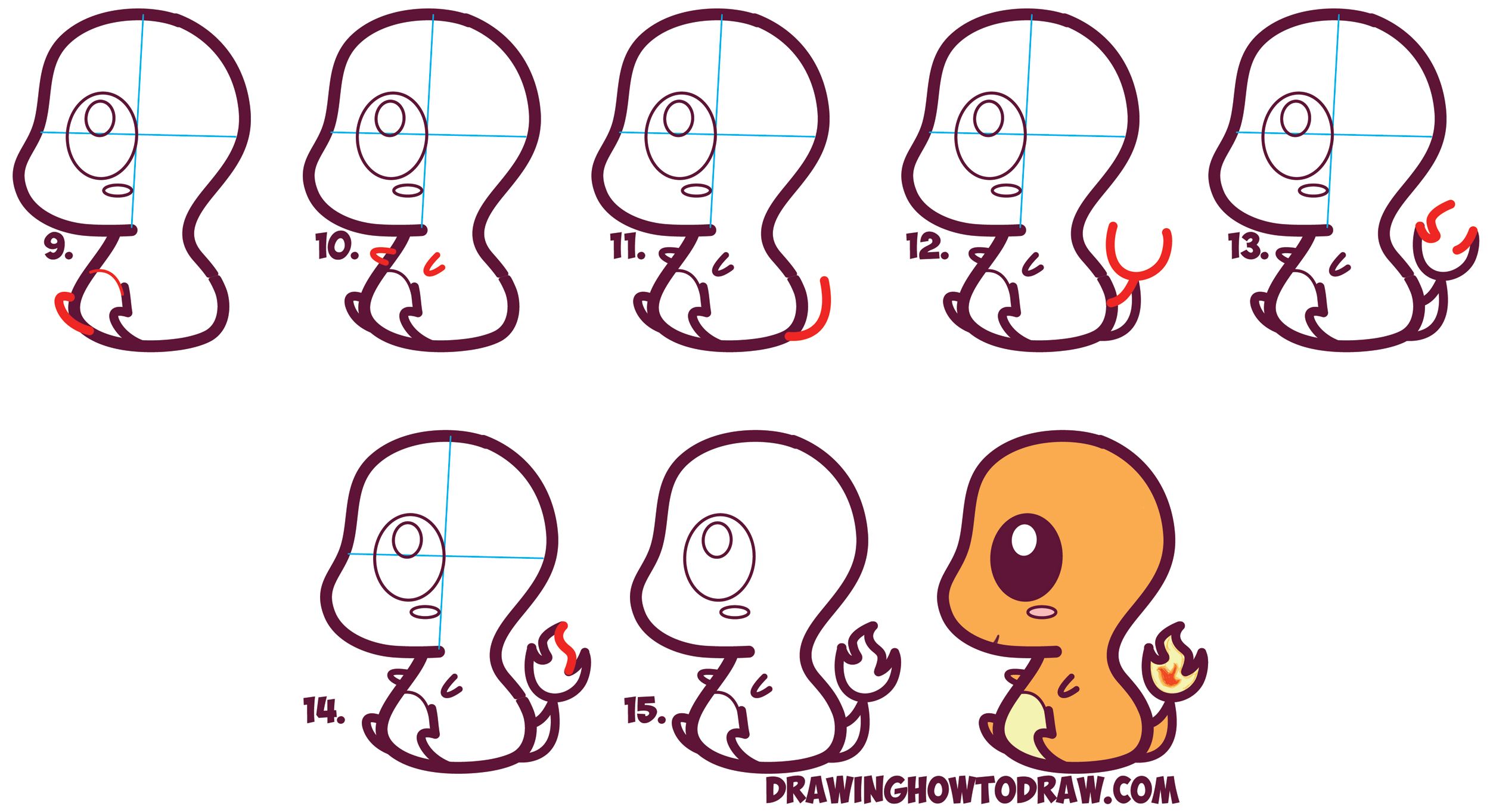 2500x1363 How To Draw Cute Kawaii Chibi Charmander From Pokemon In Easy