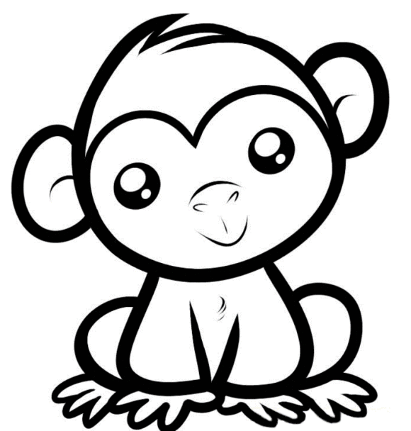 580x608 How To Draw A Simple Monkey Face