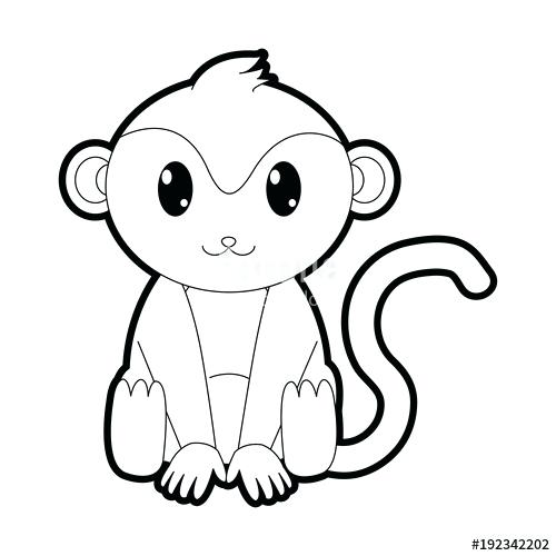 500x500 Outline Of A Monkey Outline Monkey Cute Wild Animal Character