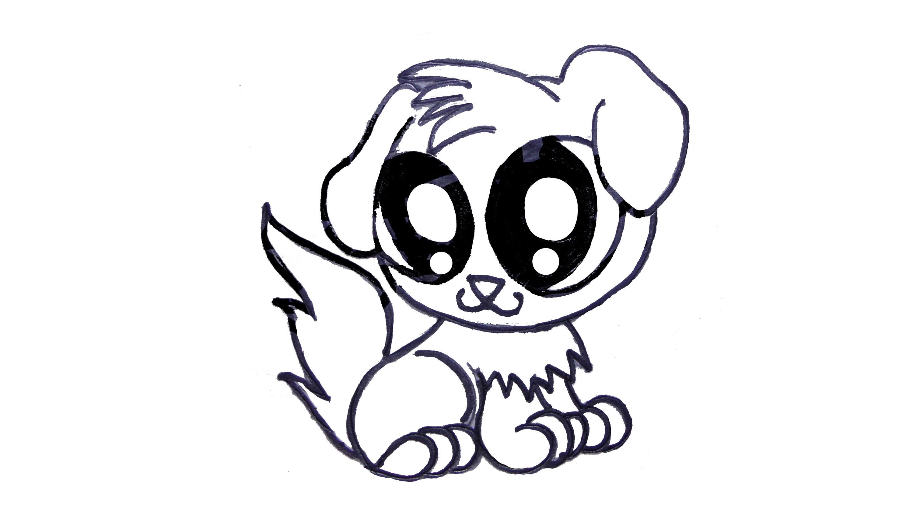 3000x1703 Cute Drawing Of A Puppy