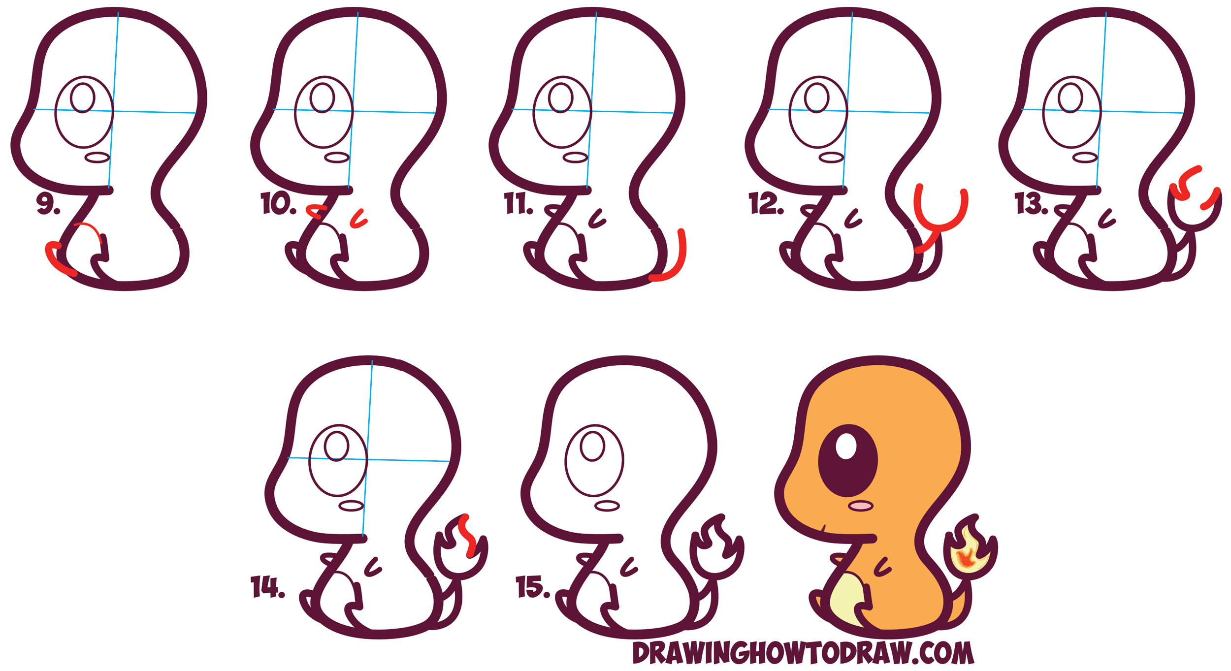 2500x1363 How To Draw Cute Kawaii Chibi Charmander From Pokemon In Easy