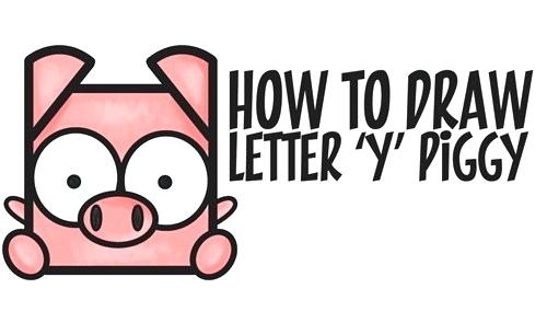 500x295 Cute Pig Drawings How To Draw A Cute Cartoon Pig From Letter Y