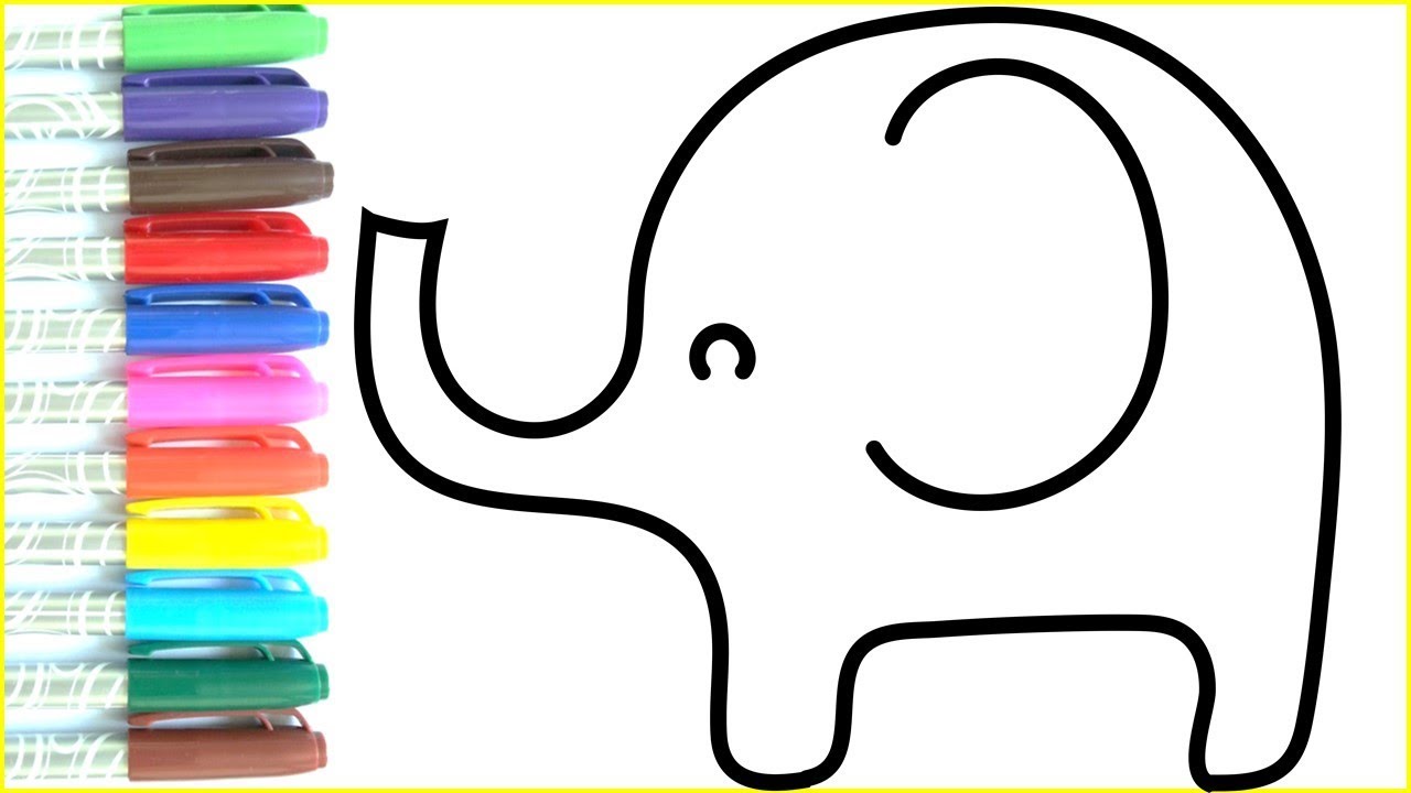 1280x720 Cute Elephant Drawing And Coloring With Marker Colors Coloring