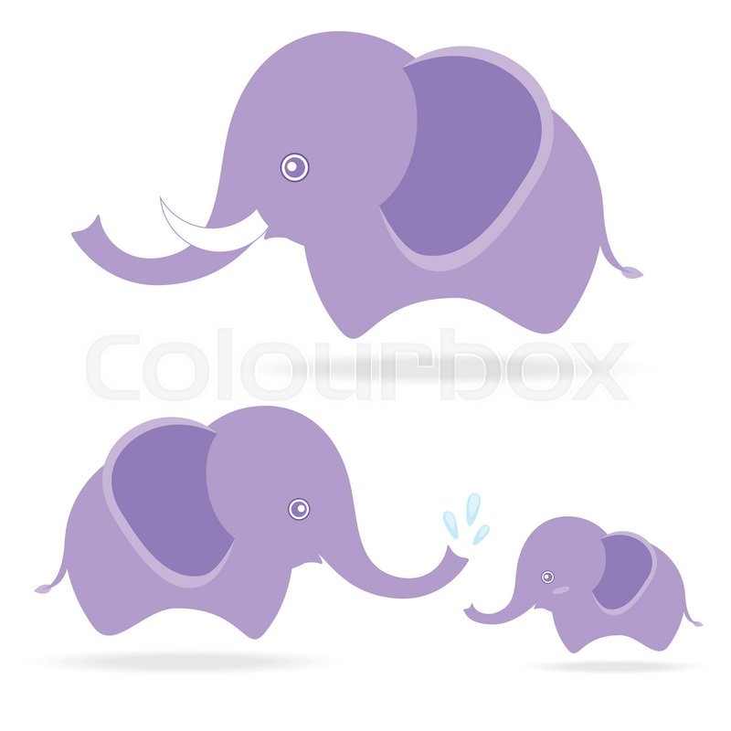 800x800 Cute Elephant Family, Cartoon Drawing Stock Vector Colourbox