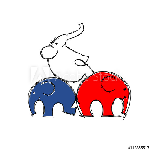 500x500 Cute Elephants Sketch For Your Design