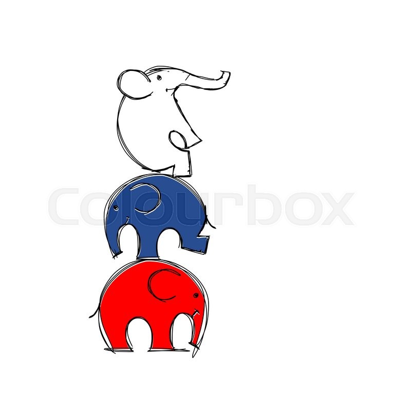800x800 Cute Elephants Sketch For Your Design Stock Vector Colourbox