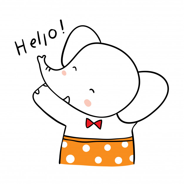 626x626 Draw Character Cute Elephant Doodle Style Vector Premium Download