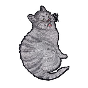 300x300 Cute Fat Cat Design Embroidered Applique Backpatch Clothes Patches