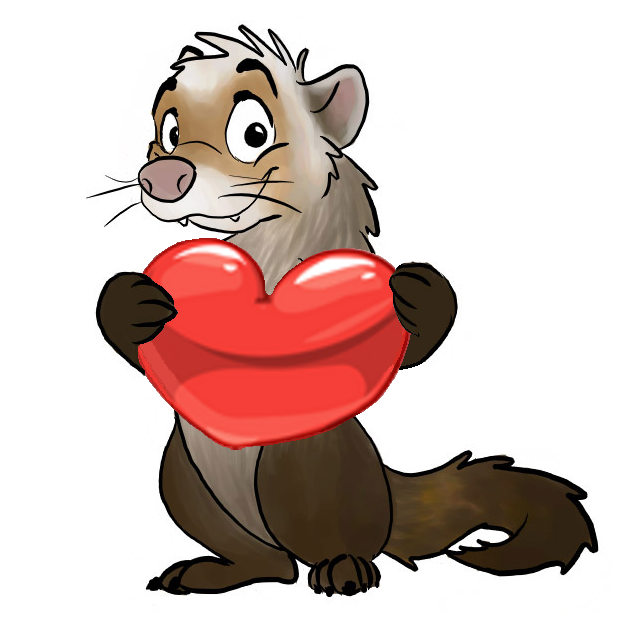 628x622 cute cartoon ferret holding a love heart cartoon cute cartoon