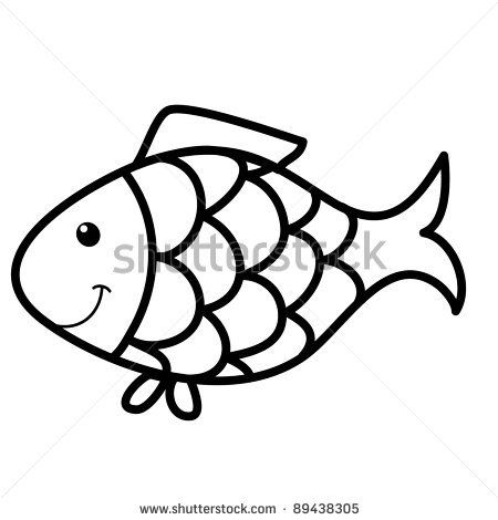 450x470 Cute Fish Cartoon, Line Art, Coloring